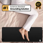 CoreBalance Grounding Mat in black, featuring product use for improved sleep, blood circulation, and pain relief - VAYOME.