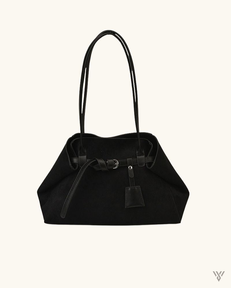 Frosted Loft Carry in Black - Women Fashion Retro Frosted Suede Finish Luxury Shoulder Bag - Vayome Store - Single