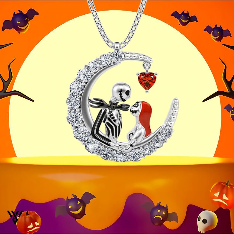 Rhinestone Skull Necklace for Halloween