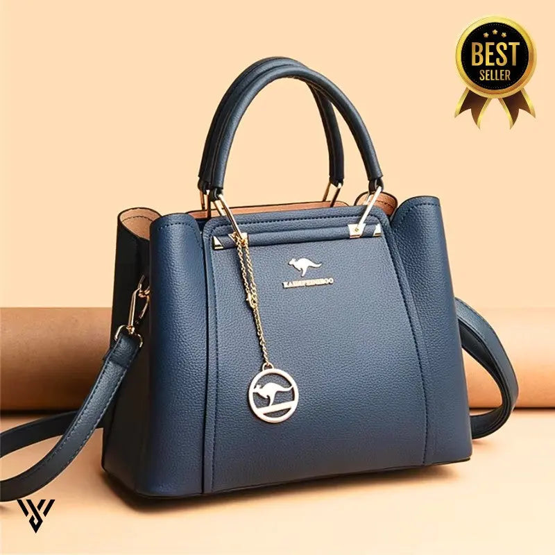 Premium 3-Layer Leather Crossbody Bag in BLUE color, a women's purse/fashion handbag - VAYOME.