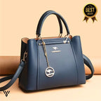 Premium 3-Layer Leather Crossbody Bag in BLUE color, a women's purse/fashion handbag - VAYOME.