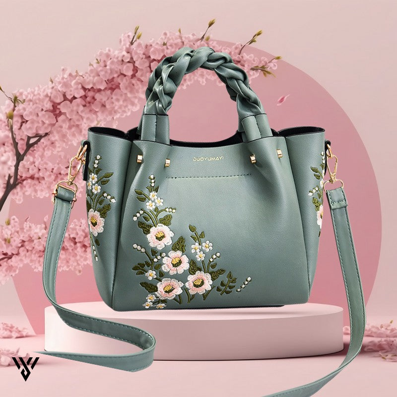 Rosélia Blossom Tote – Floral Braided Leather Bag VAYOME