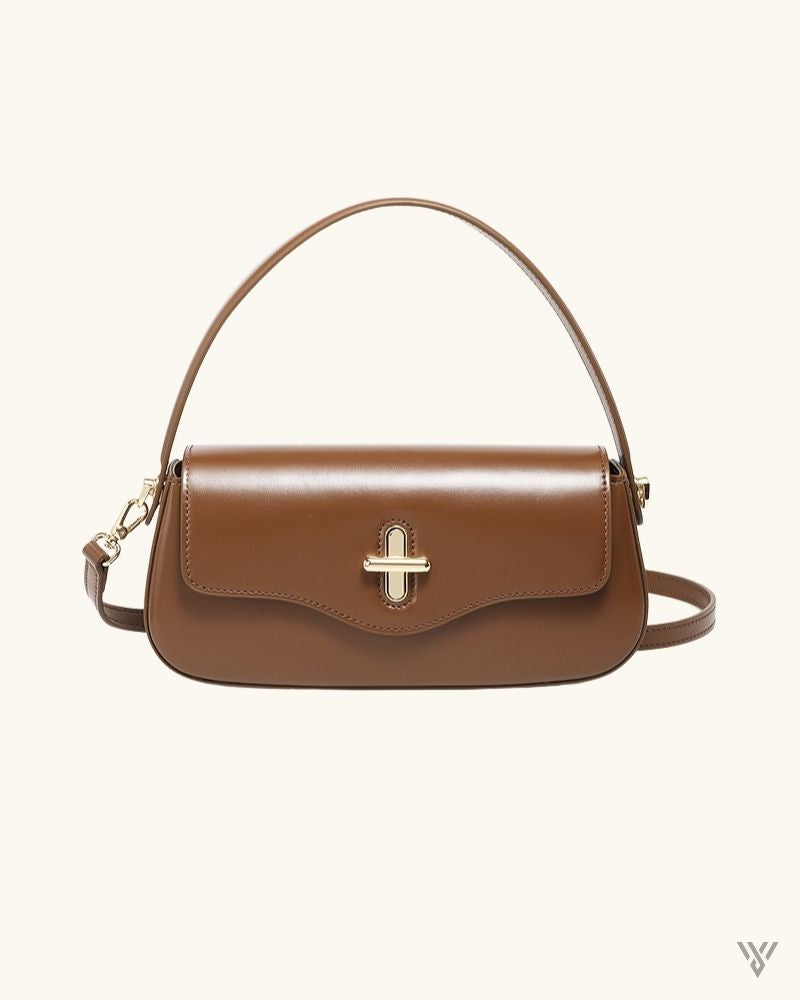 The Carmello Lunar - Caramel Color - Genuine Leather Urban Simplicity Women Fashion Moon Baguette Style Handbag - Vayome Store - Single