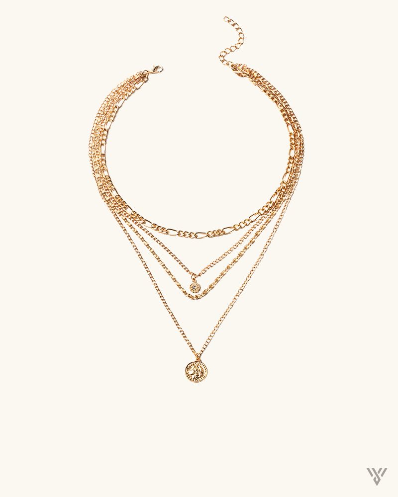 Urban Link Layer - Layered Coin Stack Necklace - Vayome - Gold - Single