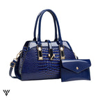 Velmira Luxe Tote, chic women's shoulder bag in navy blue, ideal for everyday elegance - VAYOME.