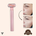 Glynnea Red Light LED Face Therapy Wand in Pink color, anti-aging skincare angle - VAYOME.
