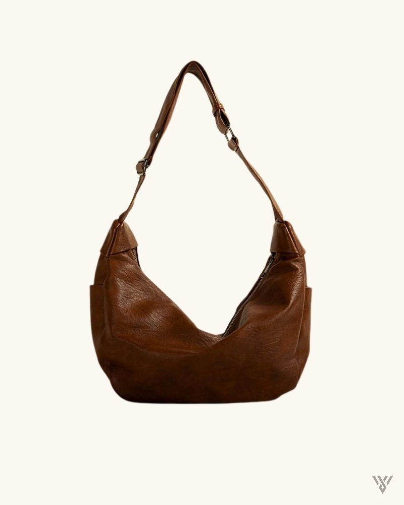 Retro Noir Crescent in Brown - Large Capacity Dumpling Underarm Bag for Women- Vayome Store - Single
