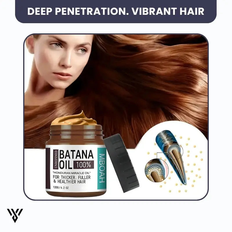 100% Pure Unrefined Batana Hair Oil (120ml, 1-bottle pack), formulated for deep penetration to achieve vibrant hair - VAYOME.