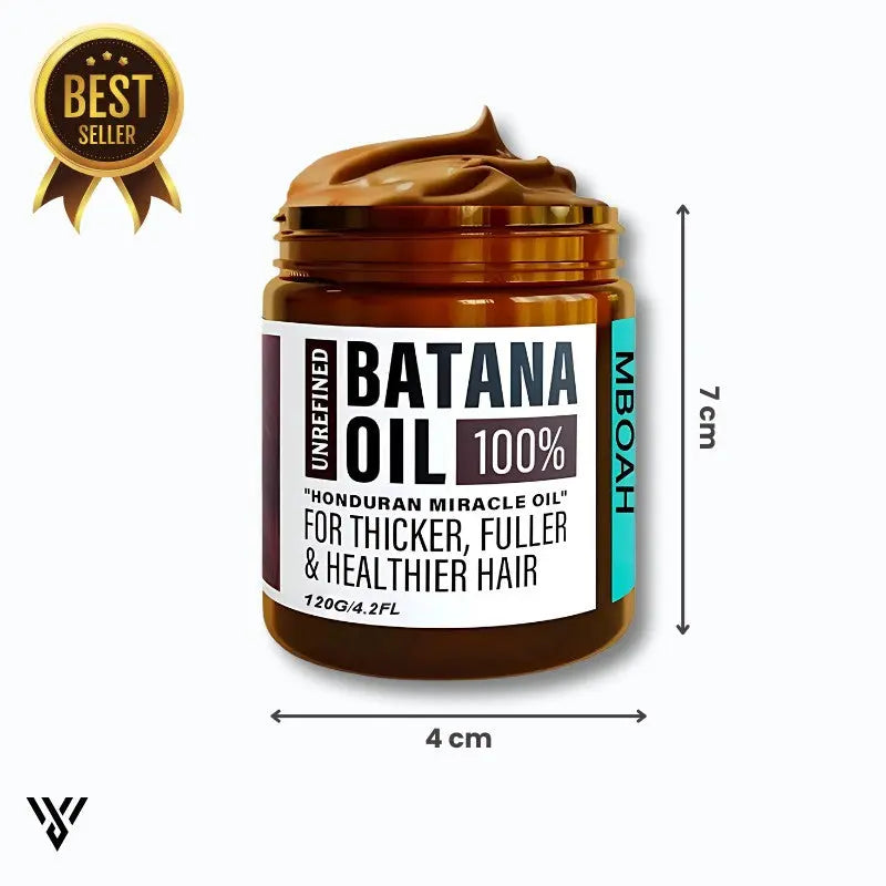100% Pure Unrefined Batana Hair Oil (120ml, 1-bottle pack), a best-seller for promoting real hair growth and shiny hair - DIMENSION-4CM WIDTH AND 7CM HEIGHT- VAYOME.