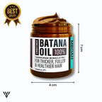 100% Pure Unrefined Batana Hair Oil (120ml, 1-bottle pack), a best-seller for promoting real hair growth and shiny hair - DIMENSION-4CM WIDTH AND 7CM HEIGHT- VAYOME.