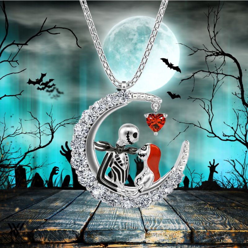 Rhinestone Skull Necklace for Halloween