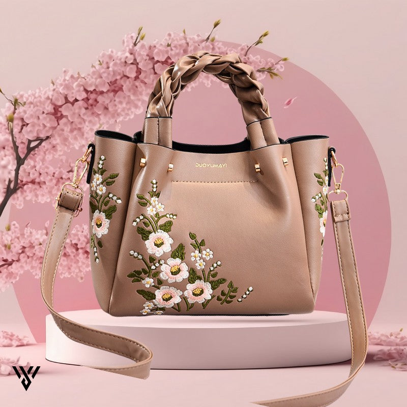 Rosélia Blossom Tote – Floral Braided Leather Bag VAYOME