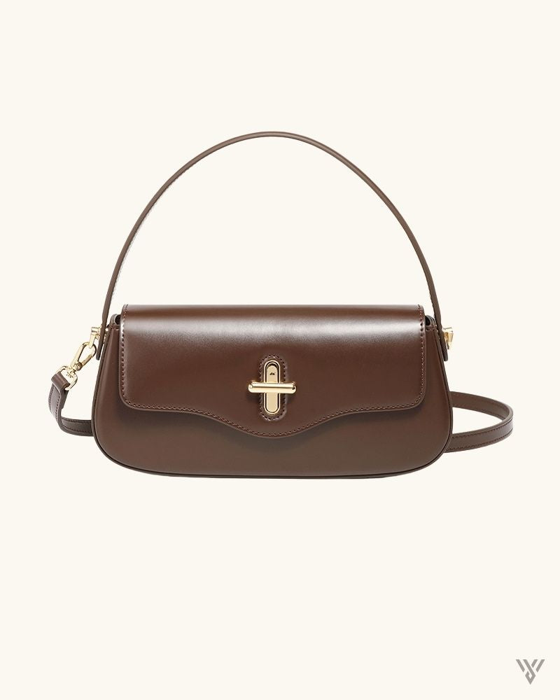 The Carmello Lunar - Coffee Color - Genuine Leather Urban Simplicity Women Fashion Moon Baguette Style Handbag - Vayome Store - Single