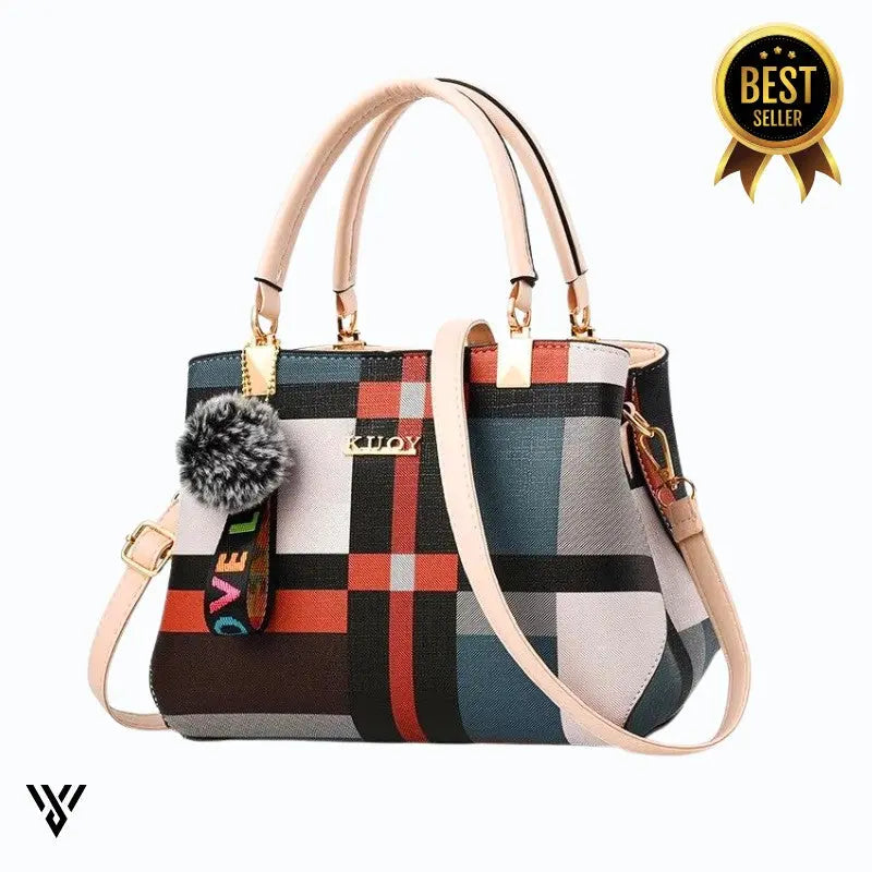 Elegant Luxe PU Leather Tote Handbag in beige color, a women's fashion handbag that is luxurious and travel-friendly - VAYOME.