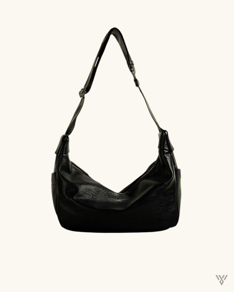 Retro Noir Crescent in Black- Large Capacity Dumpling Underarm Bag for Women- Vayome Store - Single