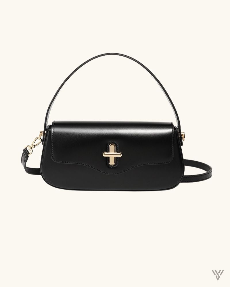 The Carmello Lunar - Black Color - Genuine Leather Urban Simplicity Women Fashion Moon Baguette Style Handbag - Vayome Store - Single