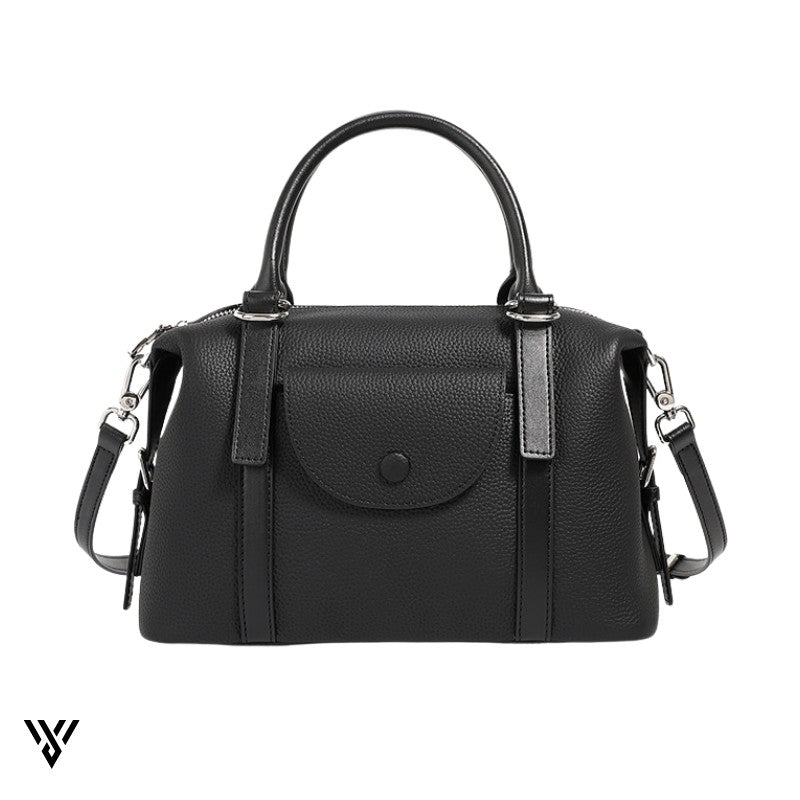 Premium Versatile Contrast Leather Lock Bag Vayome