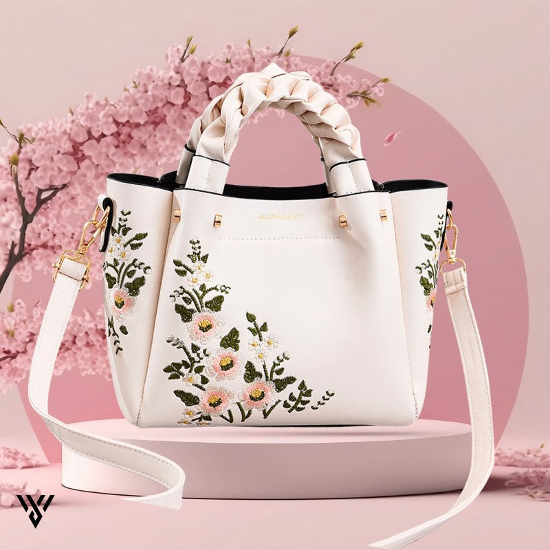 Rosélia Blossom Tote – Floral Braided Leather Bag VAYOME