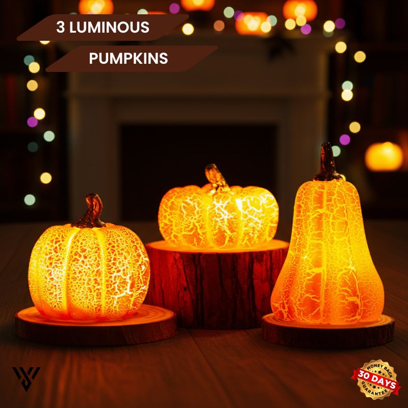 The Cozy Haunt Halloween Bundle: Ghost Lamp & 3 Pumpkins Set