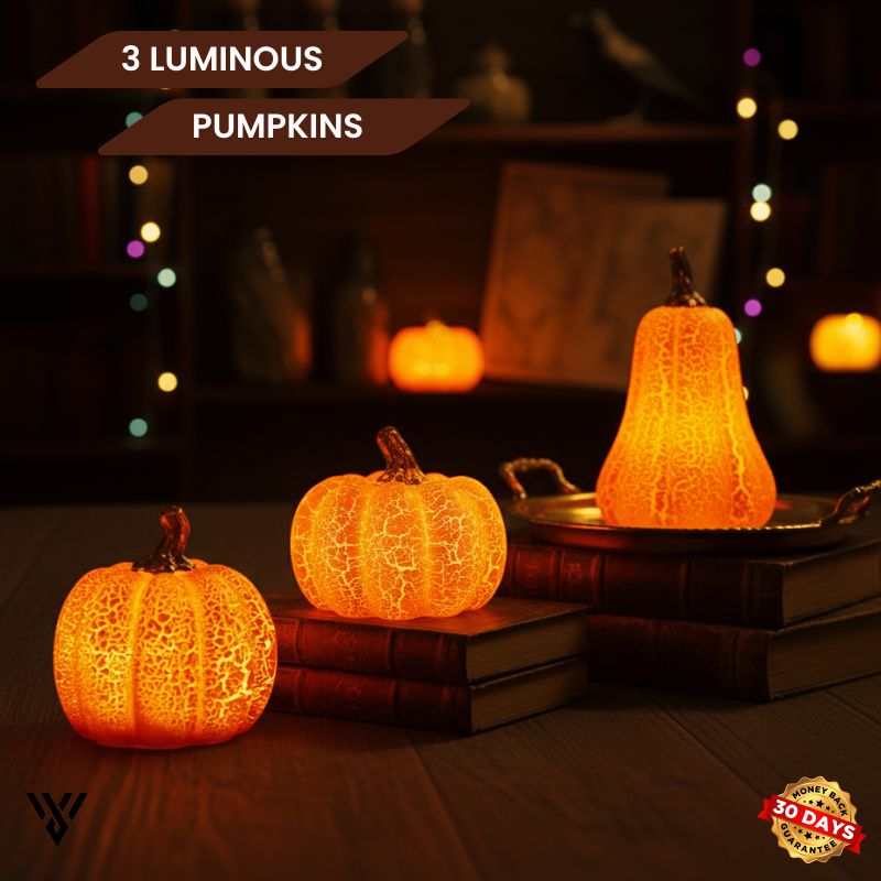 The Cozy Haunt Halloween Bundle: Ghost Lamp & 3 Pumpkins Set