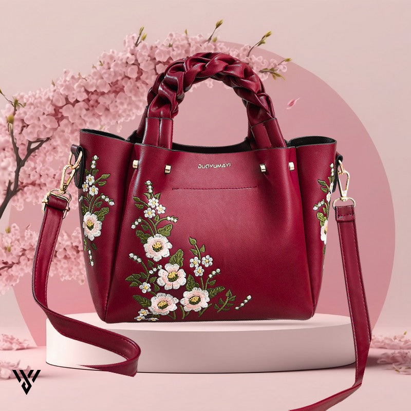 Rosélia Blossom Tote – Floral Braided Leather Bag VAYOME