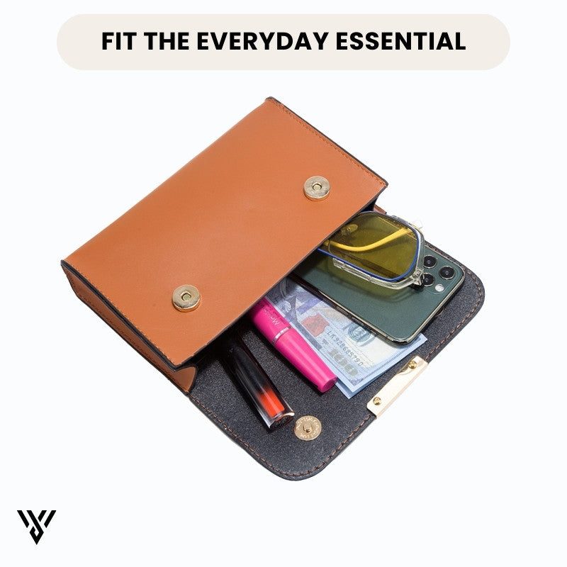 Chiccarry 3-in-1 Lux Bag Bundle purse, in brown color, crocodile pattern, shown with contents inside to demonstrate it can fit everyday essentials - VAYOME.