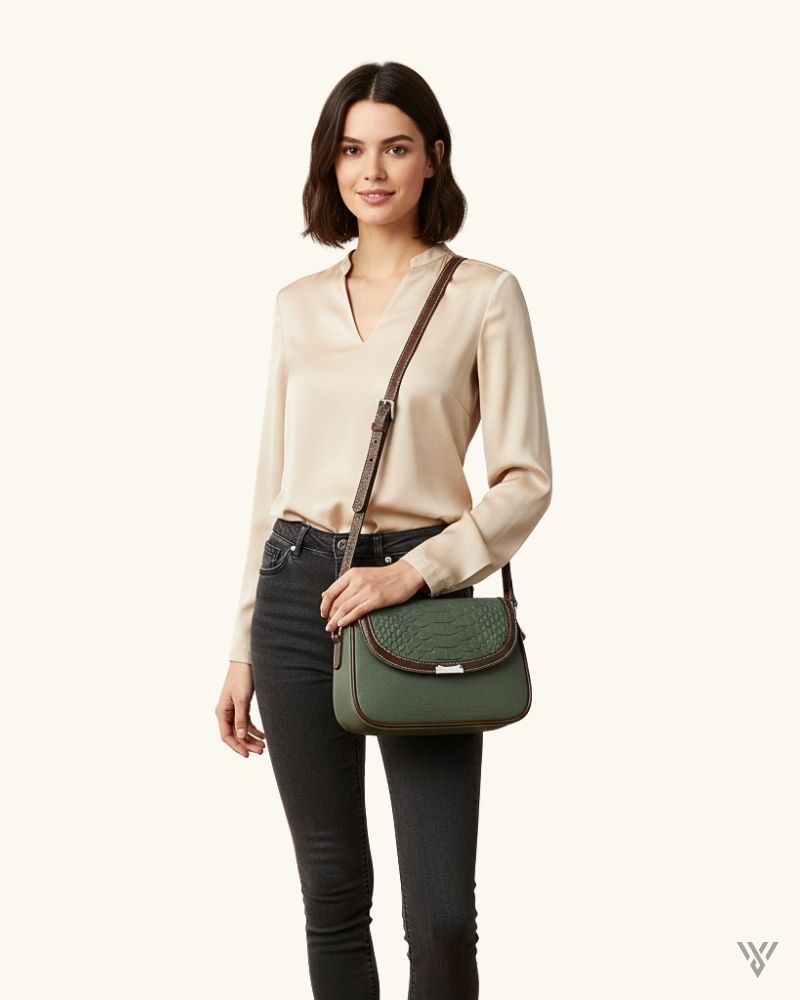 Contrast Croc Satchel