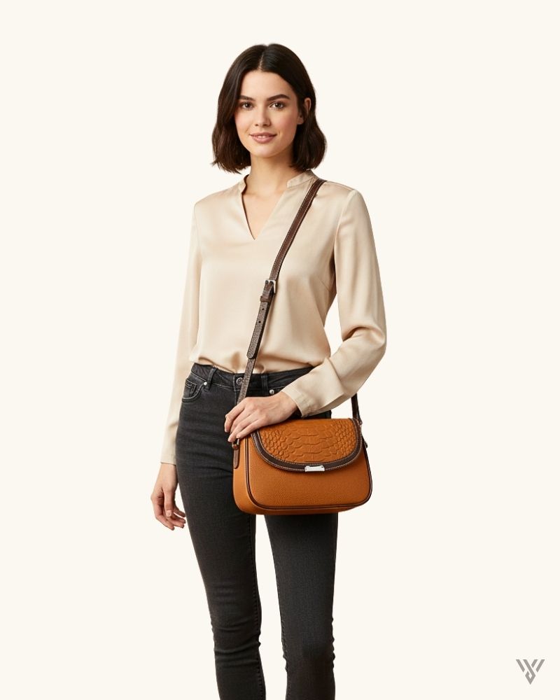 Contrast Croc Satchel