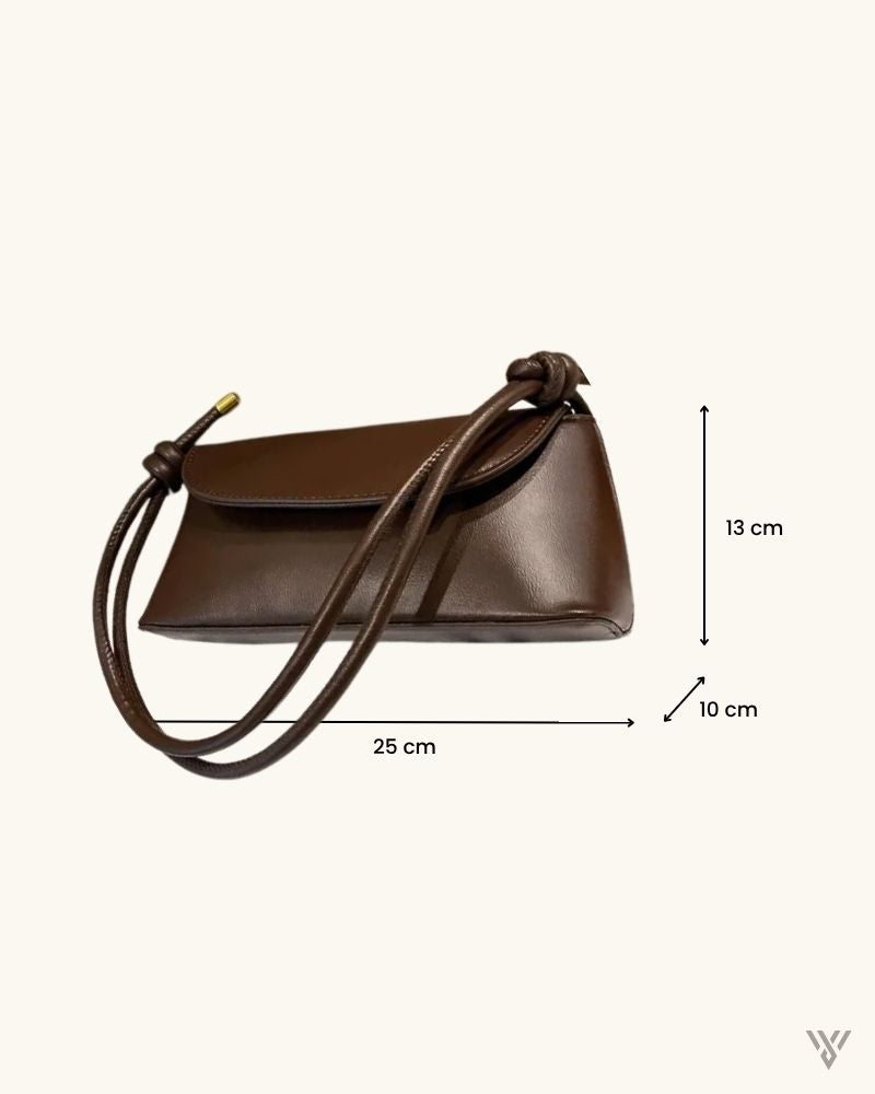 Crescent Shoulder Bag in Brown Color- Quilted Chevron Messenger Style Bag for Women - Vayome Store - Dimensions-25m(L) x 10cm(W) x 13cm(H)