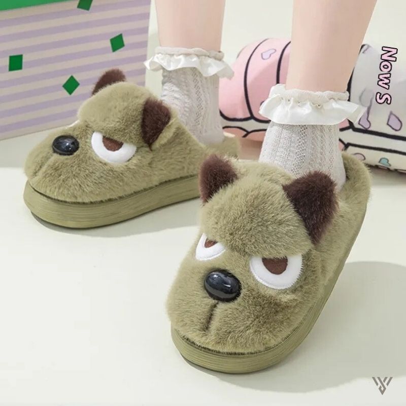 Cute Puppy Slippers - Woolen Winter Slippers - Vayome - Fruit Green - Lifestyle Shot