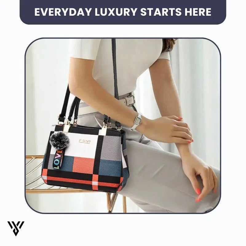 Elegant Luxe PU Leather Tote Handbag in red color, a women's fashion handbag stating that everyday luxury starts here - VAYOME.