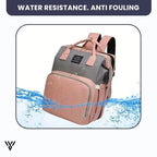 Foldable Baby Diaper Bag in gray color, which is spacious and travel-friendly in a Powder Gray variation, featuring water resistance and anti-fouling properties - VAYOME.