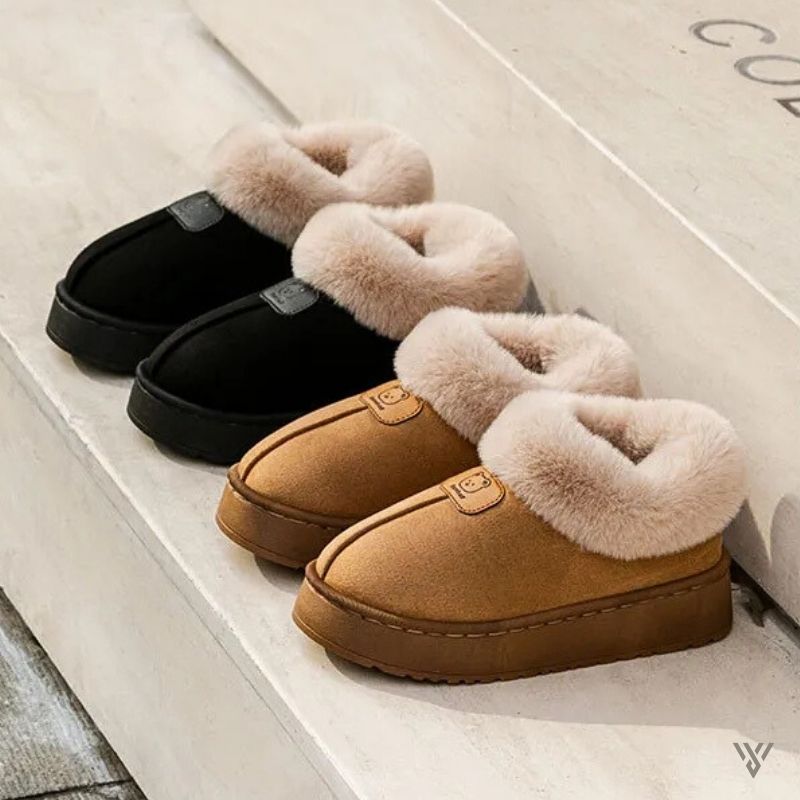 Women's Snow Boots - Thick Platform Snow Boot - Vayome - Black and Khaki - Casual View