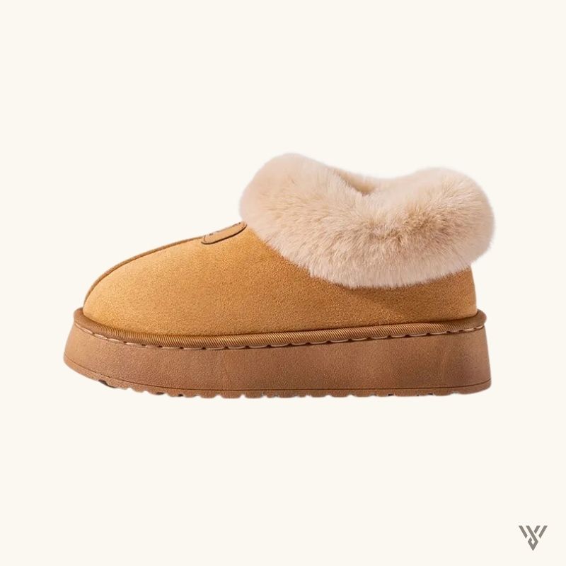 Women's Snow Boots - Thick Platform Snow Boot - Vayome - Khaki - Side View