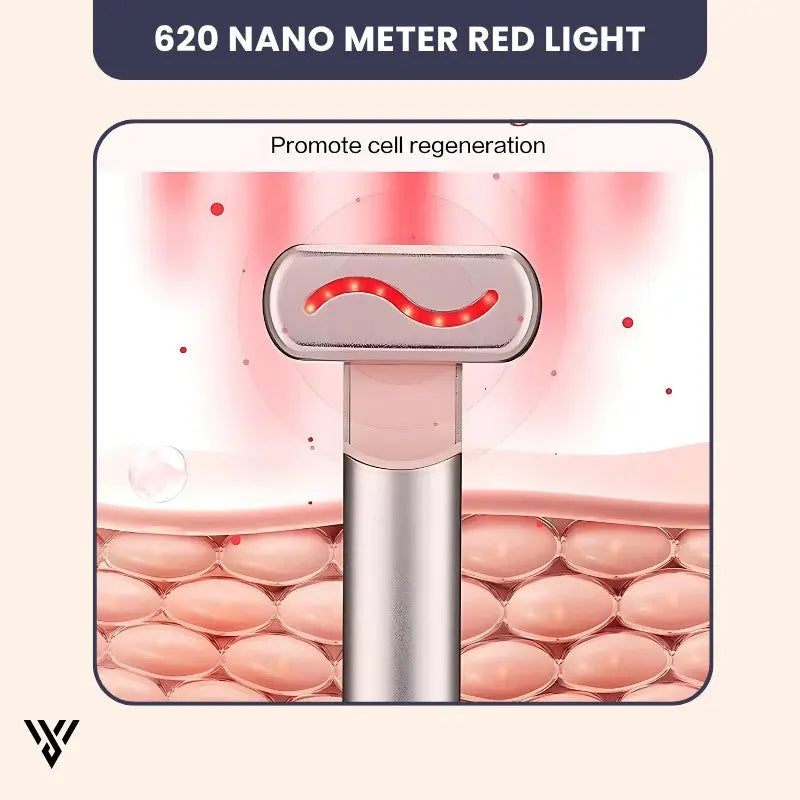 Glynnea Red Light LED Face Therapy Wand in Pink color, utilizing 620nm red light to promote cell generation - VAYOME.
