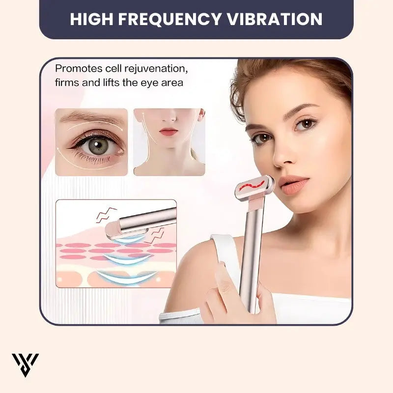 Glynnea Red Light LED Face Therapy Wand in Pink color, designed to promote cell rejuvenation - VAYOME.