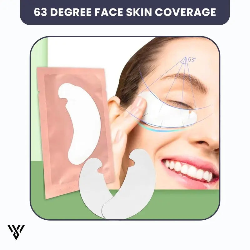 Hydrogel Eye Patch Pro in Gold color, which diminishes puffiness and under-eye bags, and provides 63 degree face skin coverage - VAYOME.