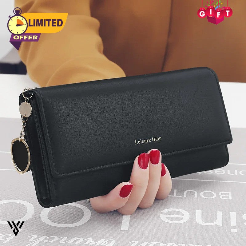 LeisureTime Pendant Wallet, stylish and multifunctional women's wallet in black color - VAYOME.