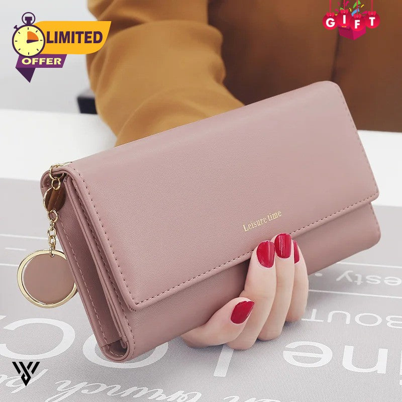 LeisureTime Pendant Wallet, stylish and multifunctional women's wallet in pink color - VAYOME.
