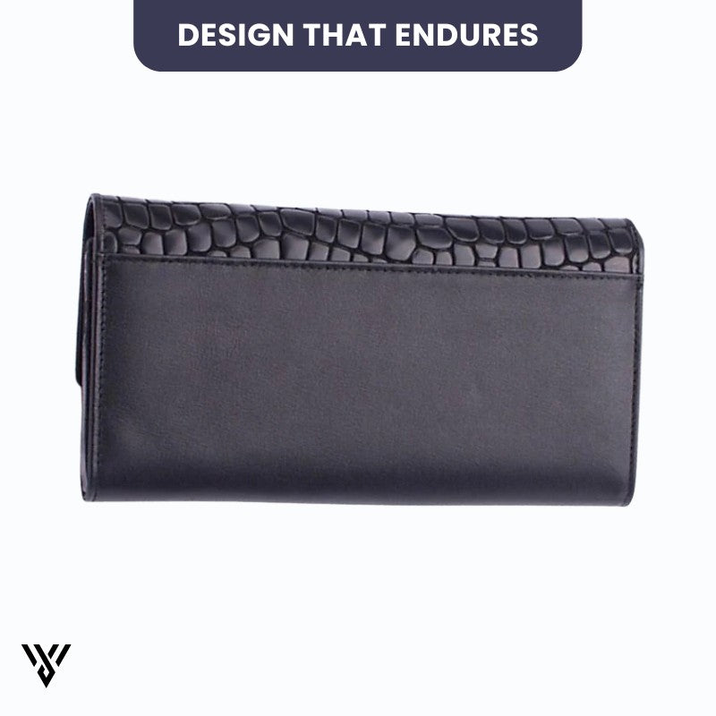 MiraMoire Premium Leather Wallet, elegant black, spacious design enduring quality and sophisticated finish - VAYOME.