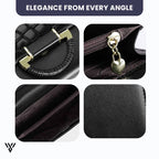 MiraMoire Premium Leather Wallet, elegant black, showcasing spacious design from every angle - VAYOME.