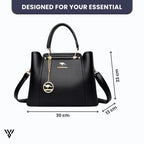 Premium 3-Layer Leather Crossbody Bag in BLACK color, dimensions (30cm in length, 23cm in height and 13cm in width) - VAYOME.