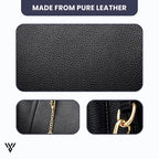 Premium 3-Layer Leather Crossbody Bag in BLACK color, a women's purse/fashion handbag, explicitly stated as made from pure leather - VAYOME.