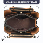 Premium 3-Layer Leather Crossbody Bag in BLACK color, a women's purse/fashion handbag, featuring well-designed smart storage - VAYOME.