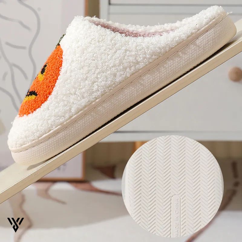 Pumpkin Plush: Comfy Suede Upper House Halloween Slippers