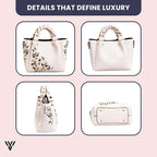 Roselia Blossom Tote white floral braided faux leather handbag elegant women’s shoulder bag with luxury detailing from Vayome Store