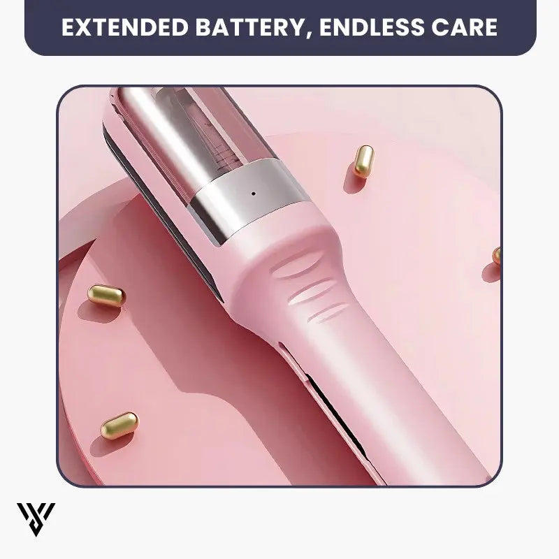 Split-End Precision Trimmer Pro in Pink Color, designed to trim split ends without cutting length, featuring extended battery for endless care - VAYOME.