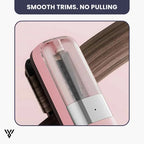 Split-End Precision Trimmer Pro in Pink Color, designed to trim split ends without cutting length, featuring no pulling, smooth trims, just perfection - VAYOME.