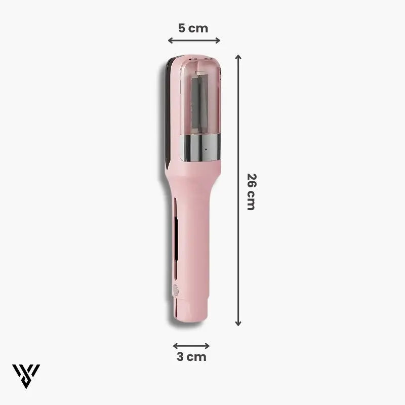 Split-End Precision Trimmer Pro in Pink Color, designed to trim split ends without cutting length, with dimensions: 3cm width x 26cm length x 5cm head width - VAYOME.