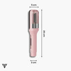 Split-End Precision Trimmer Pro in Pink Color, designed to trim split ends without cutting length, with dimensions: 3cm width x 26cm length x 5cm head width - VAYOME.